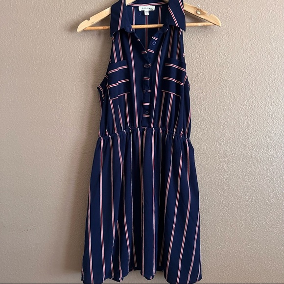 Monteau Dresses & Skirts - Monteau Los Angeles Striped Collard Mini Dress Size XL